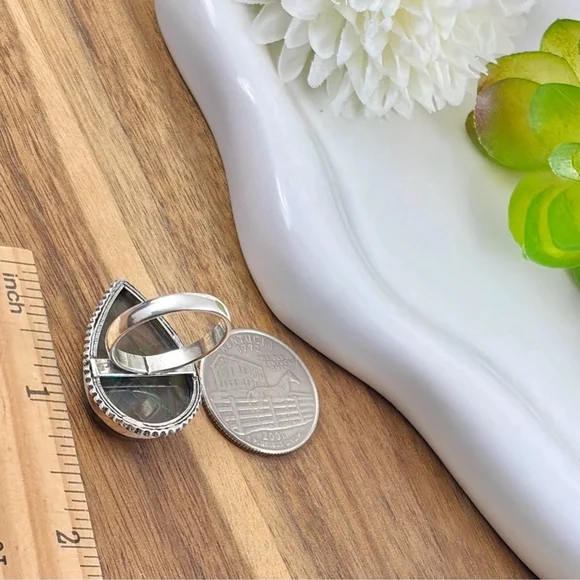 Purple Labradorite Ring Size 8 Vintage Boho New 925 Sterling Silver Overlay - Picture 8 of 10